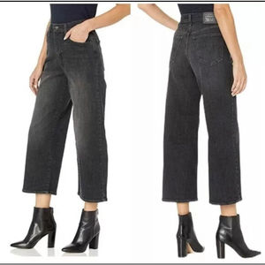 NWT LEVIS MILE HIGH CROPPED FADED BLACK WIDE LEG BUTTON FLY 29 X 27 JEANS SIZE 8